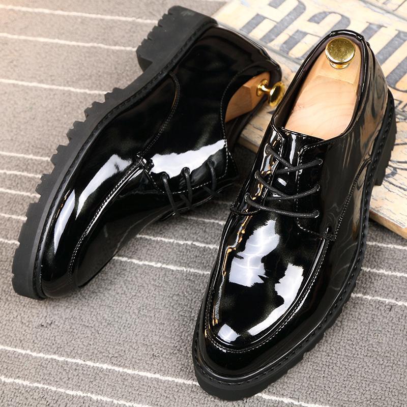 Men's Shoes Spring British Men's Business Leather Shoes Men's Youth Glossy Fashion Trend Casual Shoes Men's
