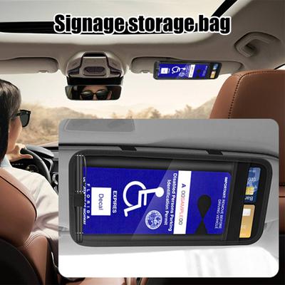 Porta cartello per disabili Protezione per cartello di permesso di parcheggio per disabili Universale Facile da installare Clip per tessera automatica con visiera per auto con portapenne