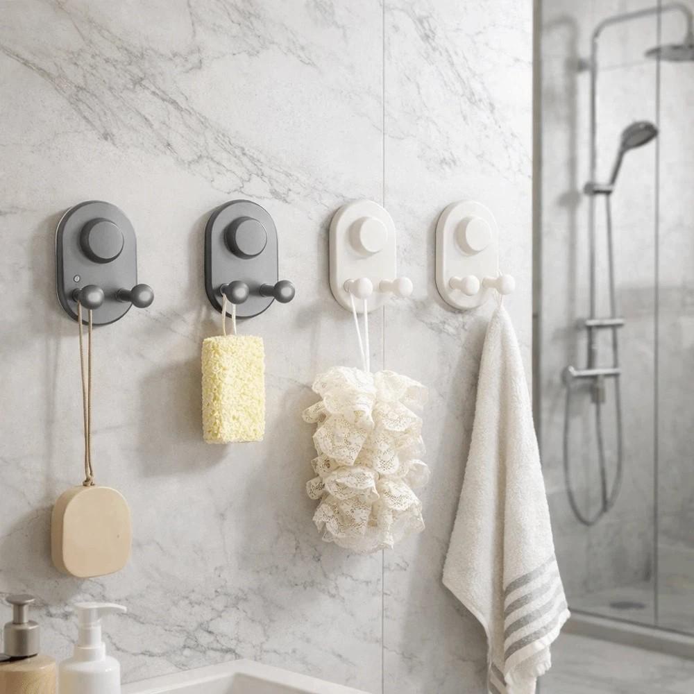 3 PCS Plastic Suction Cup Hooks Non-Marking Removable Kitchen Storage Hooks Space Saving Moisture-proof Wall Hook Living Room