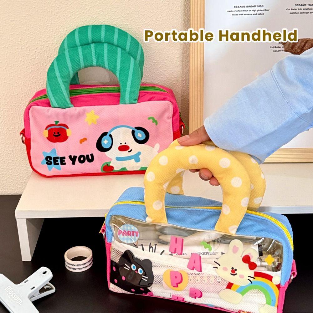 Large Capacity Pen Bag Portable Stationery Bag Cartoon Pencil Case Students
