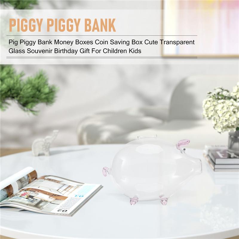 AD23-Schwein Sparschwein Spardosen Münzspardose Niedlich Transparentes Glas Souvenir Geburtstagsgeschenk Für Kinder