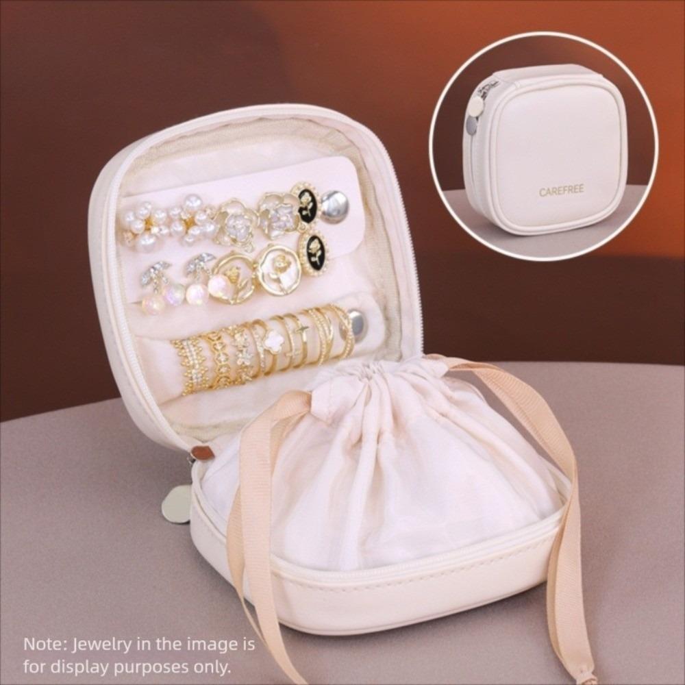 

Organizer Portable PU Jewelry Box Packing Bag Drawstring Storage Bag Women бежевый