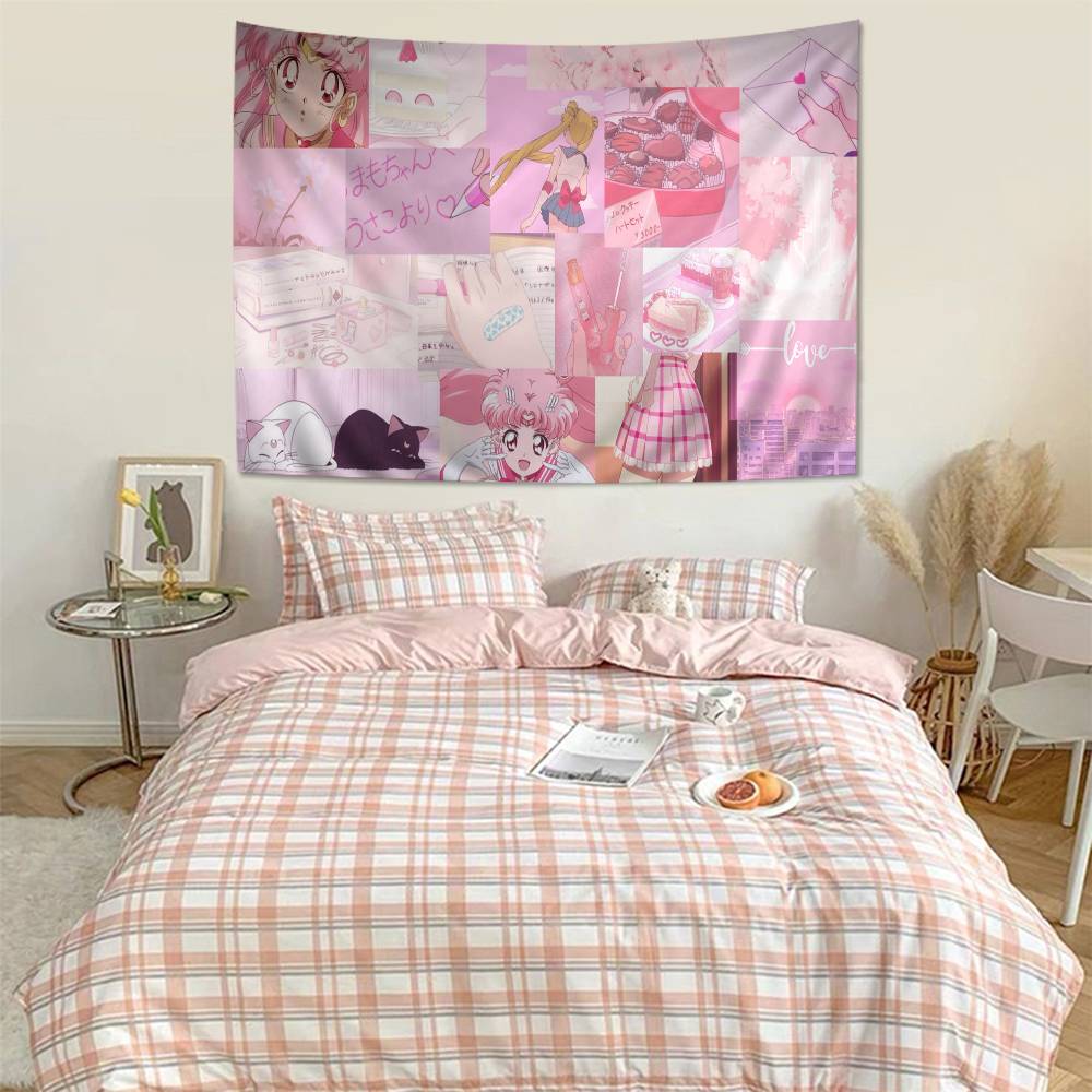 SSailores Cute Girl Moon Colorful Tapestry Wall Hanging Hanging Tarot Hippie Wall Rugs Dorm Wall Art Decor