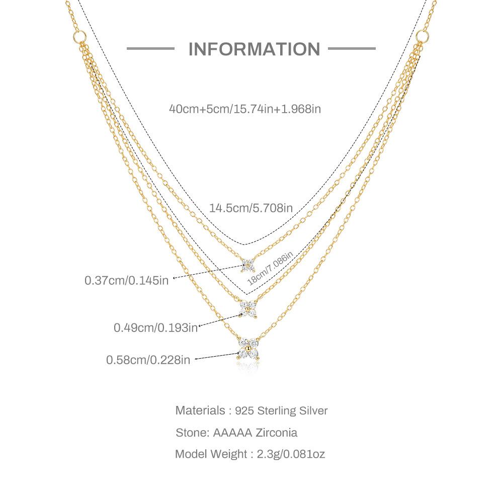 Fashion S925 Sterling Silver Petal Element Three-Layer Stacking With Perfect Neck Effect Necklace