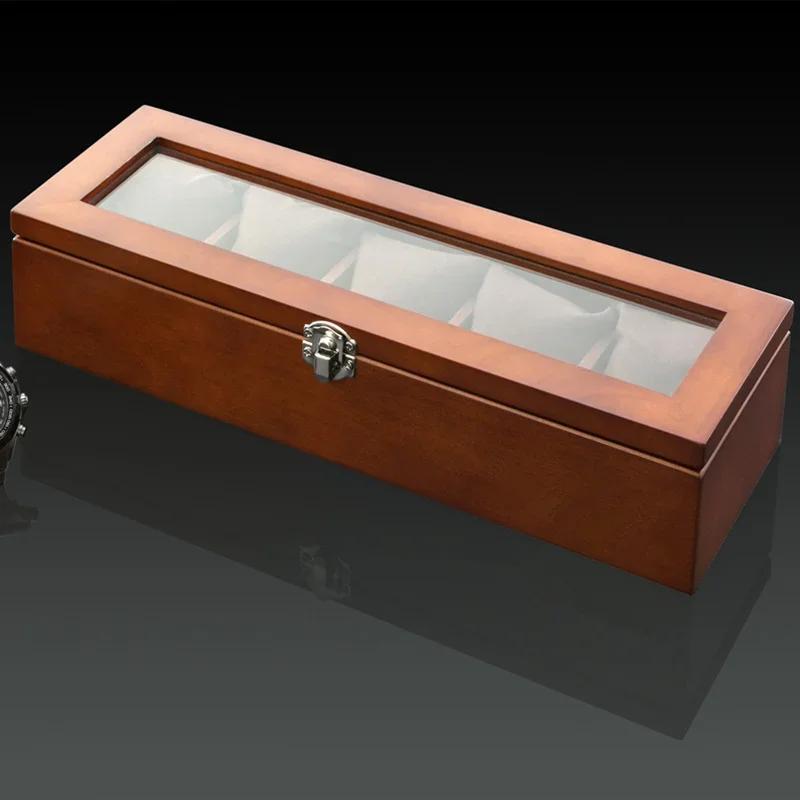 New Wood Watch Box Organizer With Glass Window Wooden Watch Display Luxury Watch Case Storage Box Watch Holder For Men