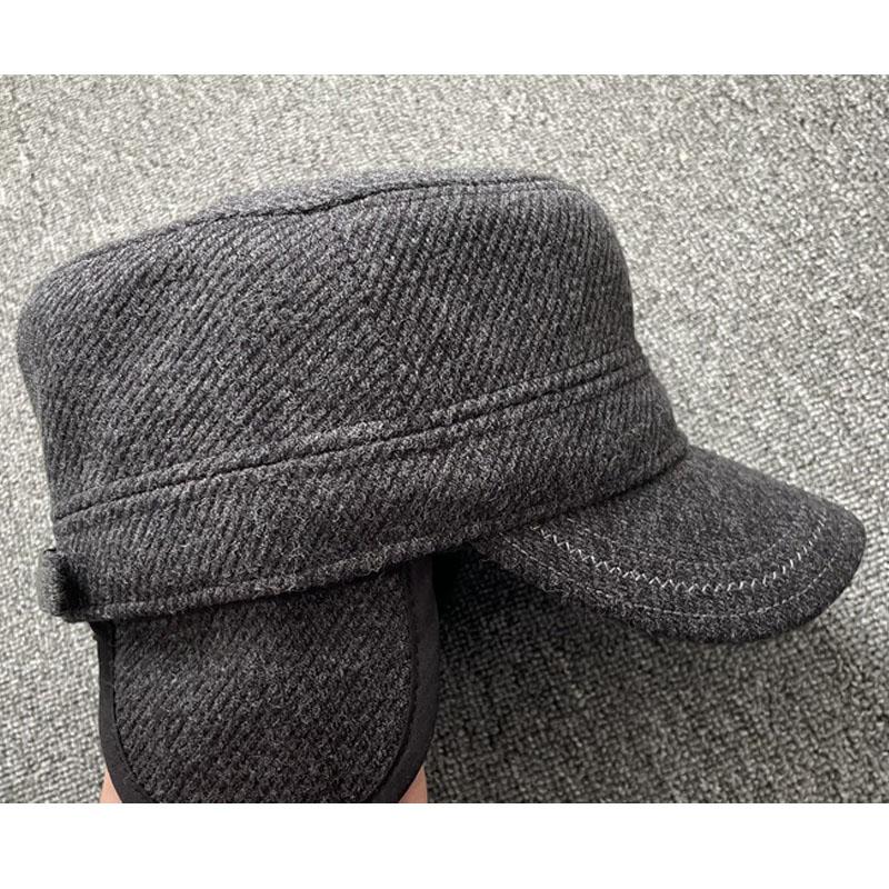 Men'S Big Size 63Cm Full Sealed Flat Top Hat Winter Thickened Warm Large Size Dad Hat Outdoor Cold-Resistant Ear-Protecting Hat