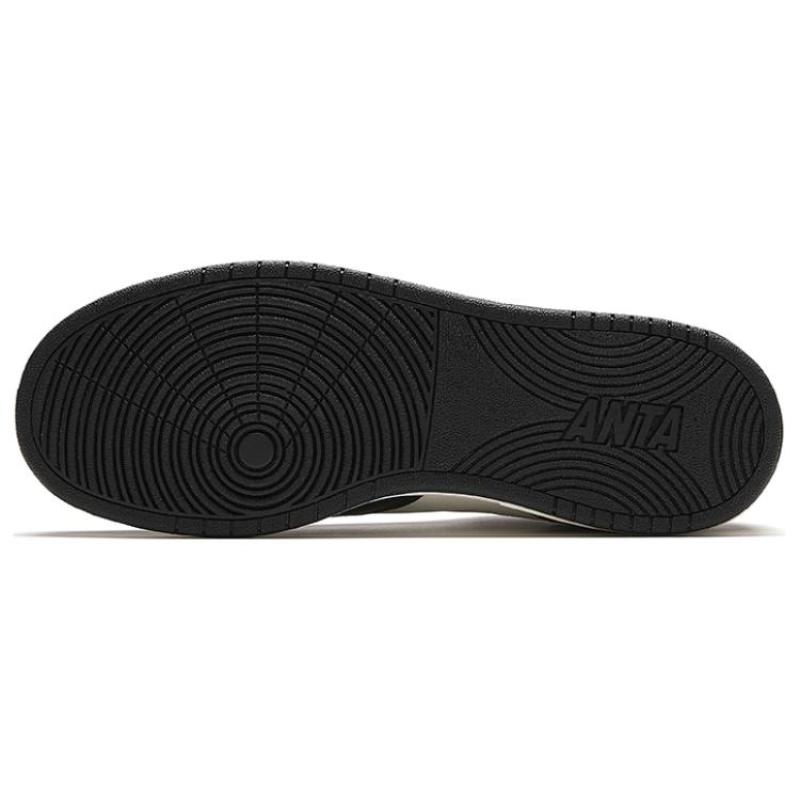 Anta Slip-Resistant Cushioning Wear-Resistant High-Top Skateboard Shoes Men's Ivory White Black Sneakers 912348087-4