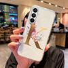 Transparent Phone Case Flowers Golden Rose Letters For Samsung Galaxy A55 A15 A25 A35 A07 A17 A06 A37 A57 Silicone Clear Cover