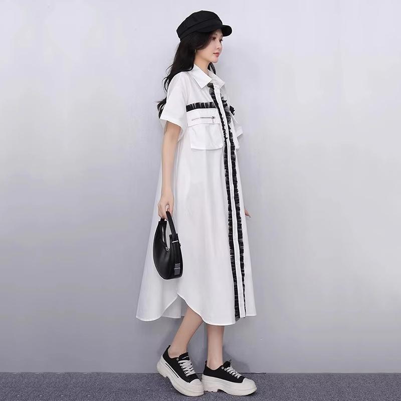 XITAO Patchwork Pocket Contrast Color Dress ZMY1371