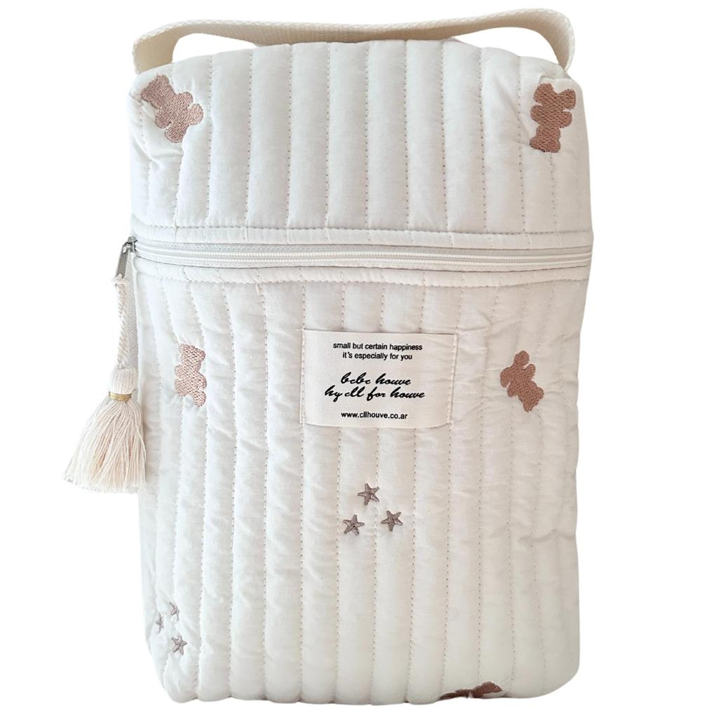 Baby Bottle Diaper Baby Bottle Quilted Embroidered Diaper Milk Case C Pouch, Pouch, Multi-Pouch, Case, Pouch, Bag, (1, Bear)