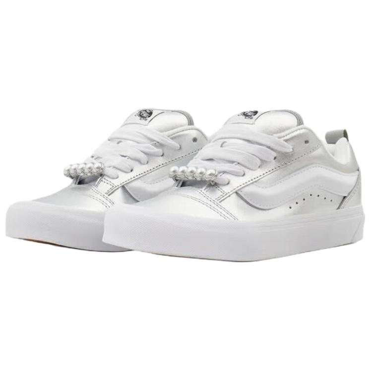 Vans Knu Skool Retro Comfortable Support Low Top Skate Shoes Unisex Sneakers Silver VN000E9XSLV