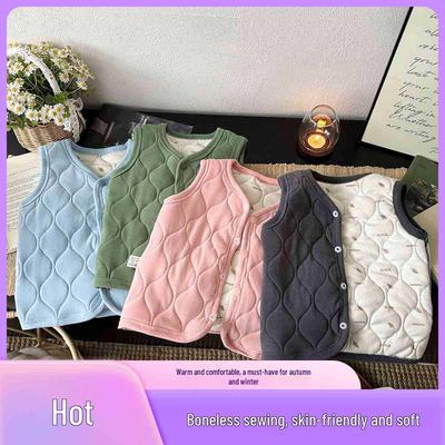 Unisex Kids' Thick Padded Vest: Warm Sleeveless School Uniform Layer for Autumn & Winter