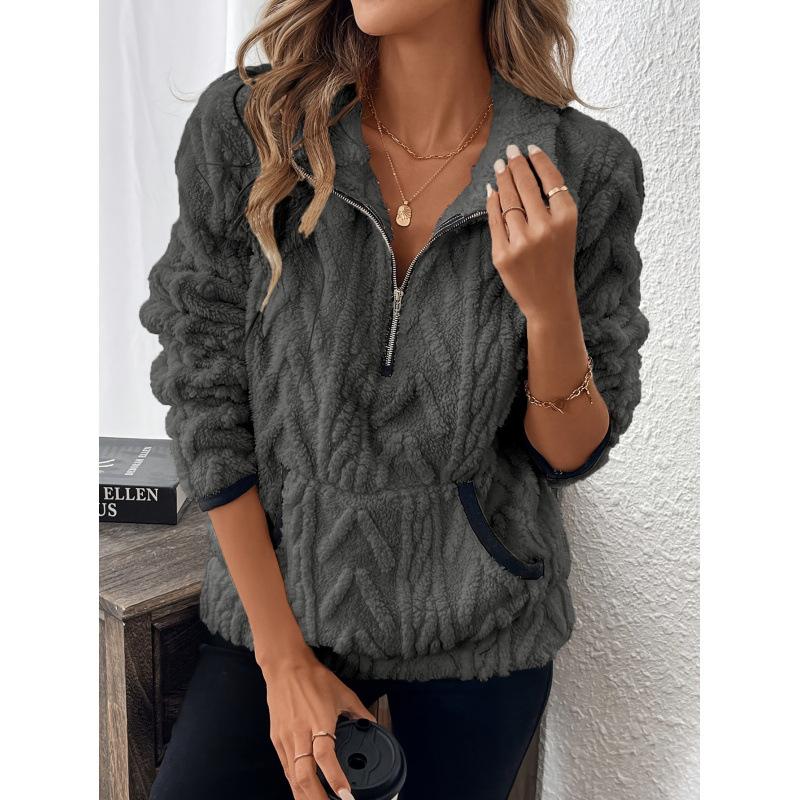 Women's Color Block Cropped Fleece Hoodie Half Zip Pullover Fall Winter Short Casual Top