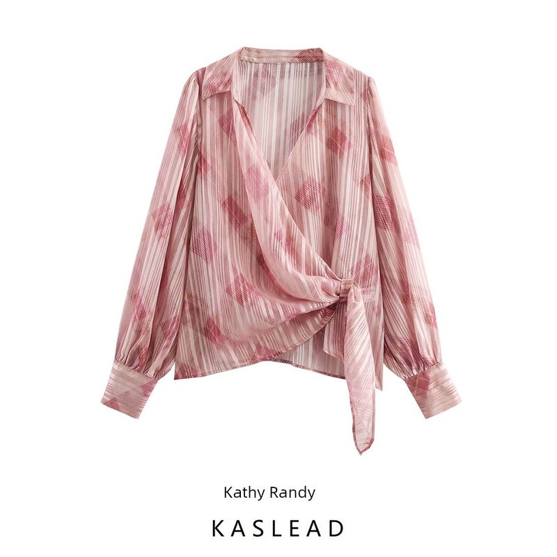 Kaslead New Arrival Women's Fashion Style Fashion Metallic Color Knotted Shirt 2460146