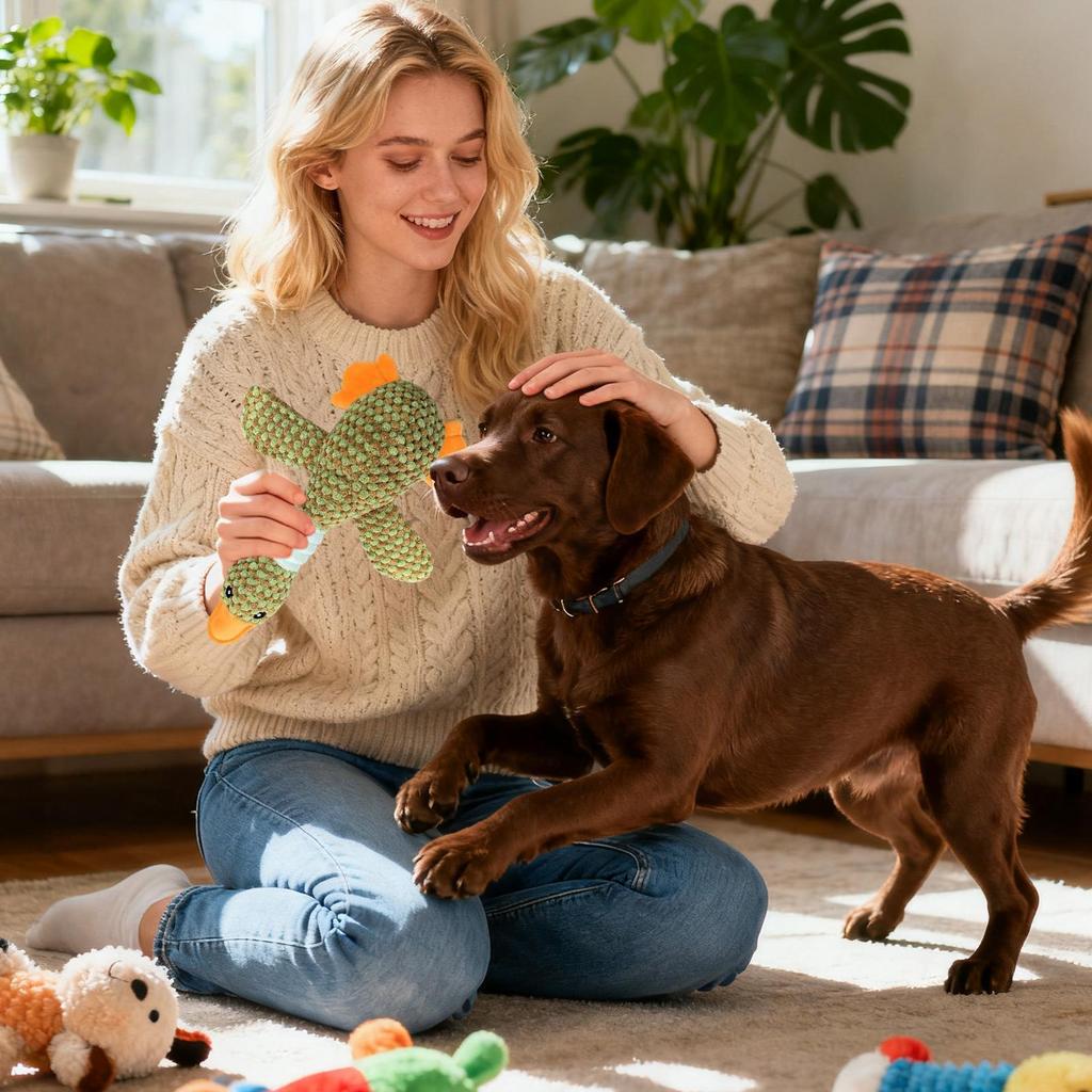 Dog Chew Toys Plush Duck Stuffed Animal Crinkle Dog Puppy Chew Toys For Medium Small Breed Home Indoor Outdoor Daily Travel