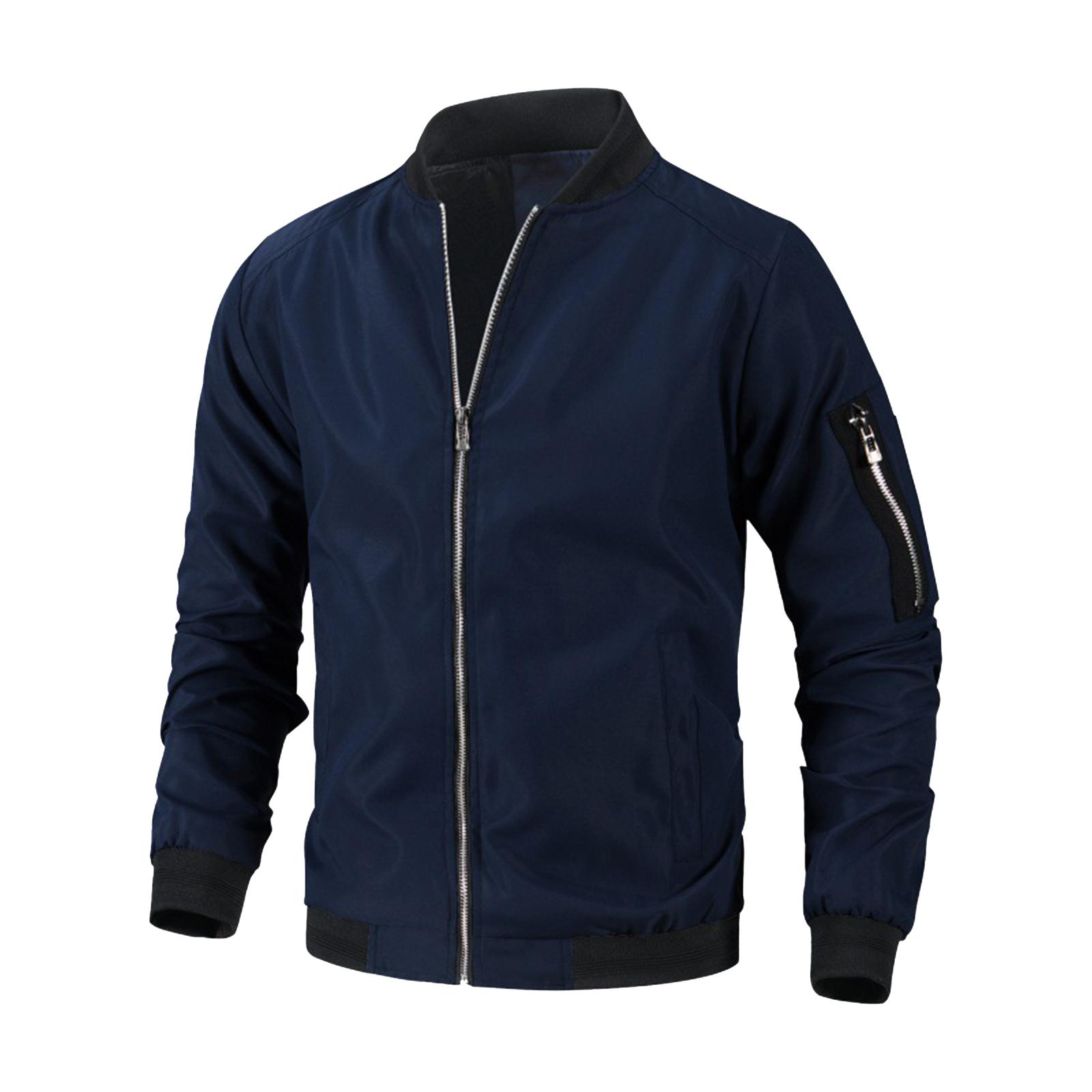 

Men s Solid Color Round Neck Coat Trendy Wide Casual Sports Baseball Jacket XXXL