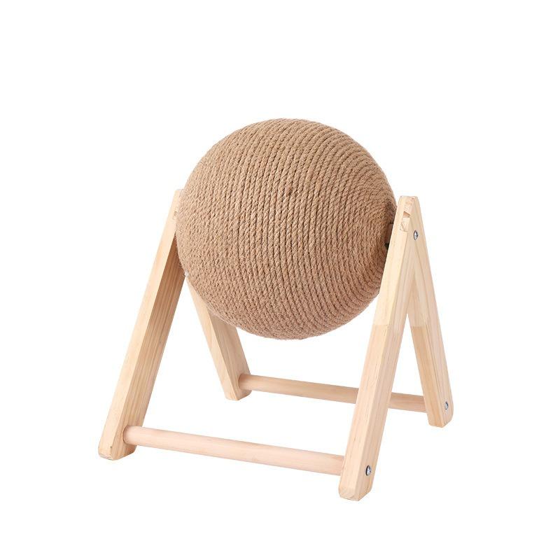 Cat Scratching Post Board with Ball Toy, Natural Sisal Rope for Claw Grinding, Durable Wooden Climbing Furniture for Indoor Cats