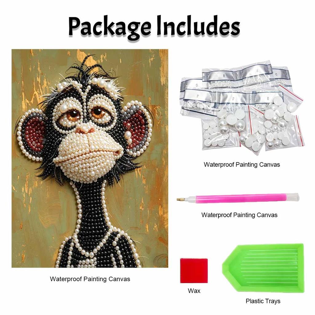 Pearl Painting Kit DIY Cute Monkey Animal Portrait Modern Home Decoration Painting