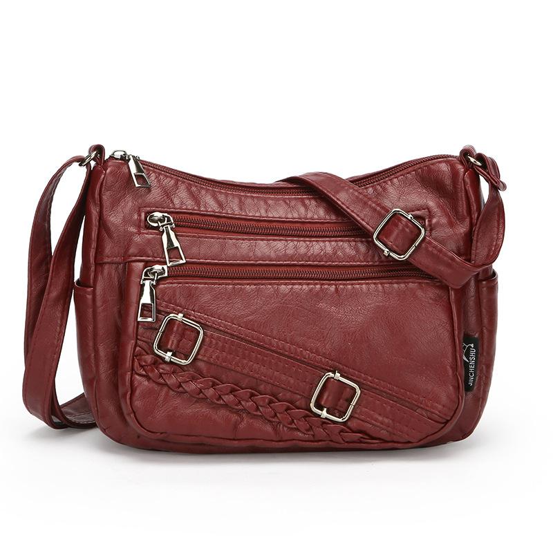 Retro Fashion Trend Four Seasons Soft Leather Multi-compartment Multi-pocket High-end Multi-compartment Single Shoulder Messenger Bag Women's Bag