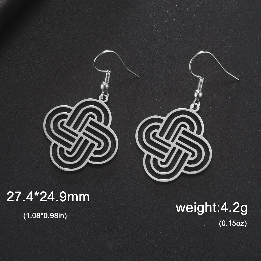 LIKGREAT Stainless Steel Celtic Infinity Knot Dangle Earrings for Women Lady Elegant Hook Charms Good Luck Jewelry New Year Gift