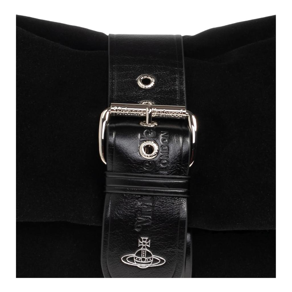 Vivienne Westwood Hazel Logo Leather And Cotton Tote Shoulder Bag Extra Large Women bags Black 4601000GWL007EN401