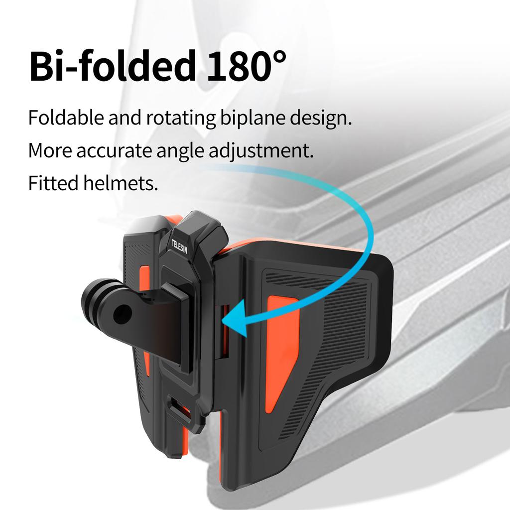 TELESIN GP-HBM-MT2 Second Generation Motorcycle Helmet Mount Strap Flodable Front Chin Mount