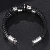 European & American Men's Woven Leather & Stainless Steel Bracelet