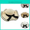 Bow-embellished Straw Sun Hat With Wide Brim For Women's Outdoor Activities And Travel