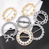 New Metal Knotted Buckle Ring T-shirt Pearl Knotted Button Clothing Accessories Removable Shawl Ring Clip Women