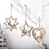 5 Christmas Decorations Wooden Christmas Hollow Christmas Tree Pendant Christmas Atmosphere Decoration Elk Snowman Pendant
