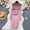 Elegante strass con spalle scoperte manica lunga maglia aderente abito tubino slim basic moda maglione vestido abbigliamento invernale sexy