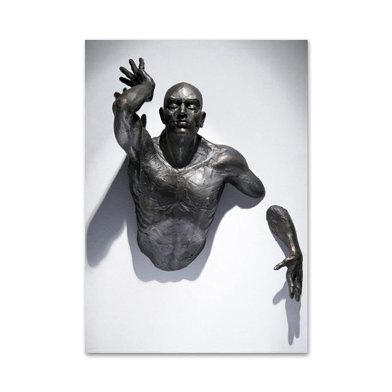 Abstract Statue Figure Canvas Painting Visual 3D Effects Posters Prints Wall Art Picture For Living Room Home Decor Gift Cuadros