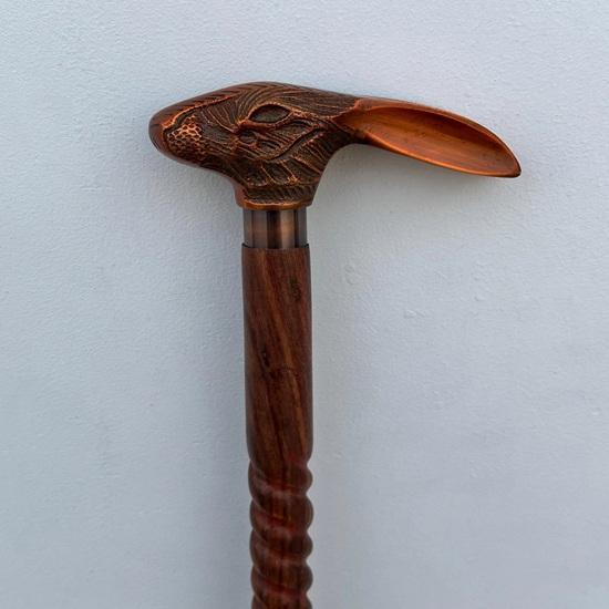 91.44 Cm Walking Stick with Rabbit Head Handle, Luxury Wooden Brass Stick Best Giftsfor Men, Women