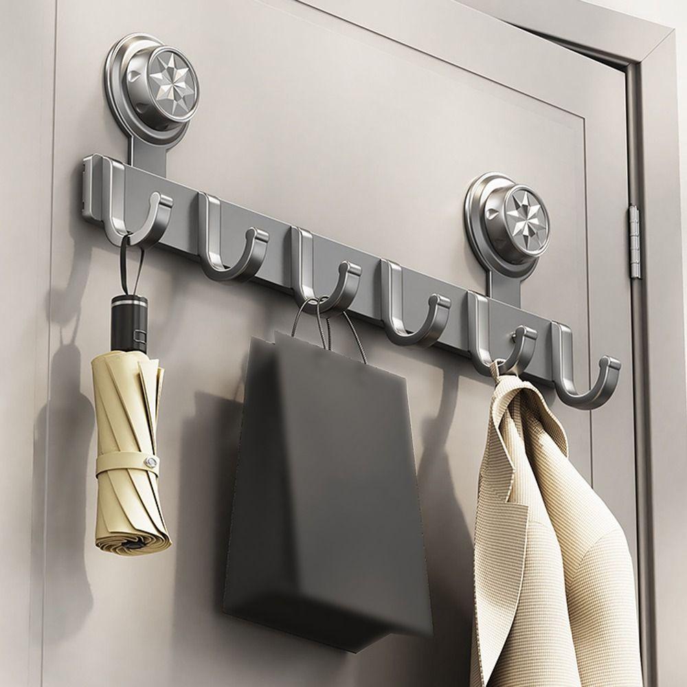 Waterproof Suction Cup Door Hook 4/5/6/7/8 Hook Wall Clothes Hanger Hanging Coat Holder  Toilet