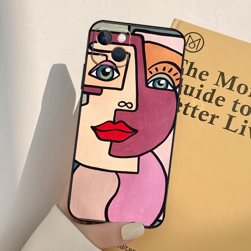 

Abstract Portrait Art Painting Phone Case For iPhone 17 16 15 14 13 12 11 Pro Max mini XR 16e 15 16 Plus 17 Air Full Cover iPhone 14
