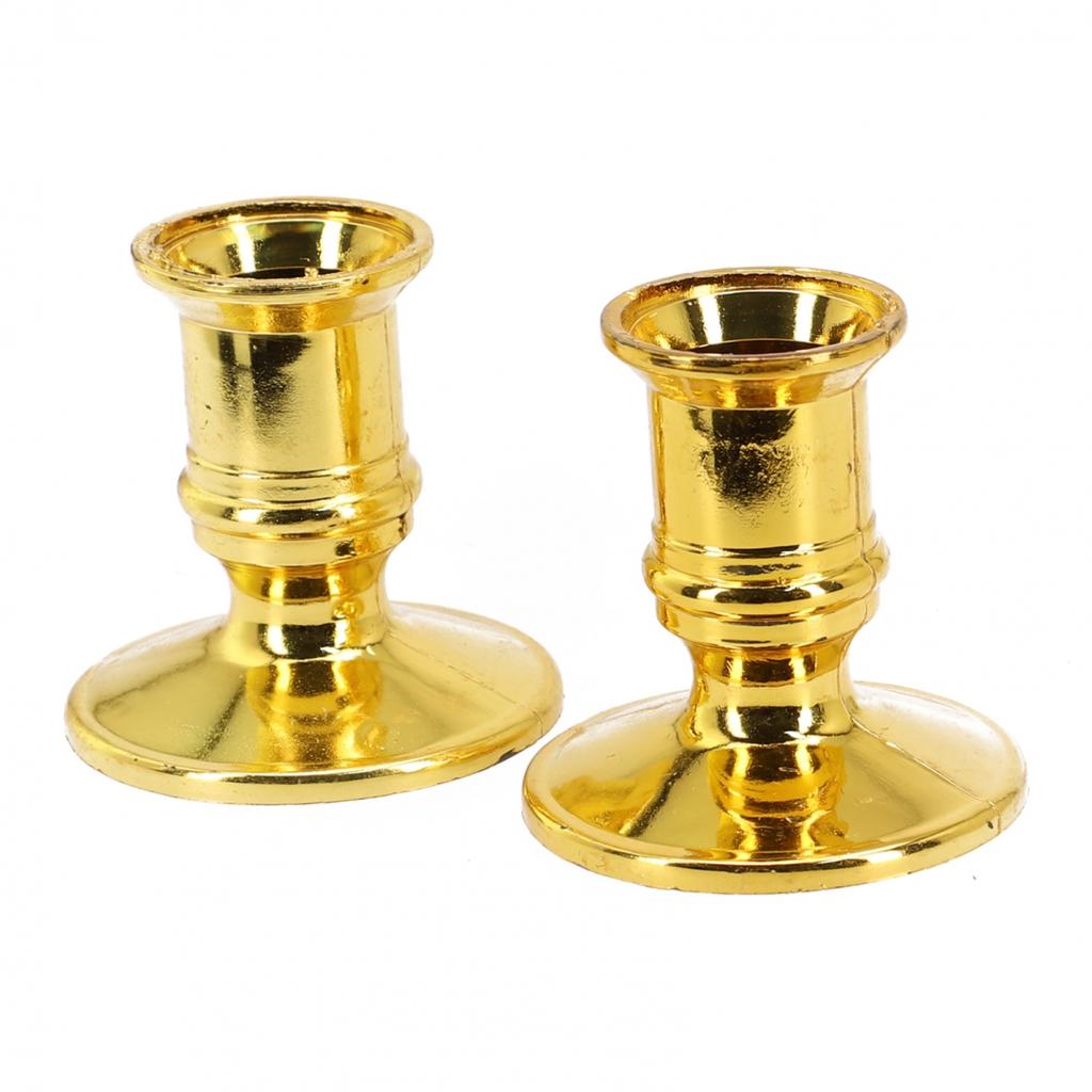 2pcs Gold Plastic Pillar Candle Base Holders For Electronic Candles Accessory