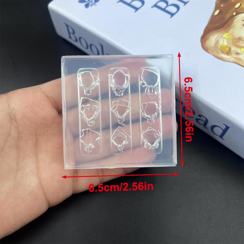 1 Stück Silikon Schleife Nagelkunstform Rosenblüten-Strauß-Stil Hochtransparent 3D-Nageldekorationen Nagelanhänger DIY Maniküreform