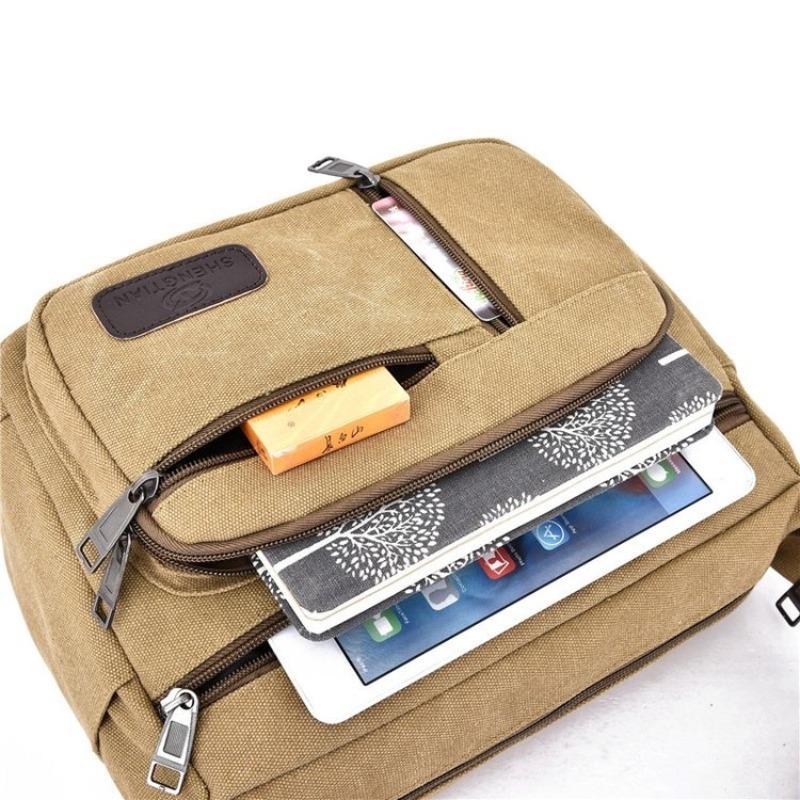 New large-capacity messenger bag men's sports travel going out shoulder bag casual multi-layer canvas bag toolkit