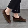 Johnature Soft Cowhide Women's Flat Shoes Genuine Leather Round Toe Mixed Colors Lace Up Casual Shoes
