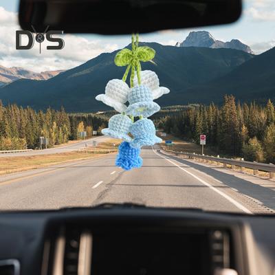 Ciondolo da Appendere per Auto Fatto a Mano Lavorato a Maglia Ornamenti di Fiori di Giglio Adorabili Decorazioni Interni Auto all'Uncinetto