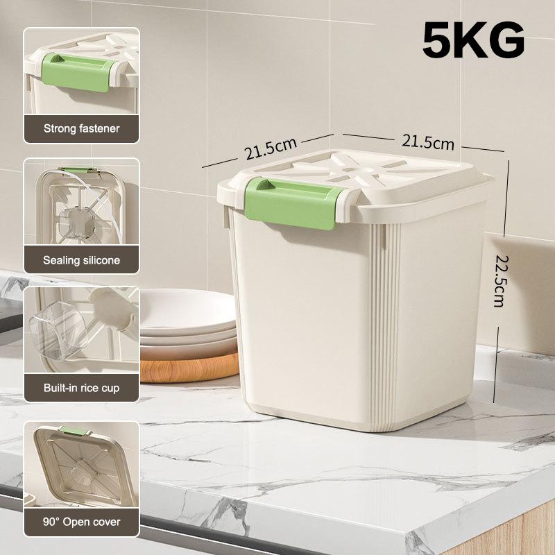 5/10/15Kg Rice Container Rice Storage Box Sealed Cereal Dispenser Insect Proof Pet Food Container Kitchen Organizer