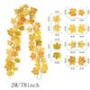 200CM Herbst Künstlicher Ahornblattkranz Gefälschte Blattpflanze Ranke Heimdeko Garten Halloween Wand Außen Türen Fenster Dekoration