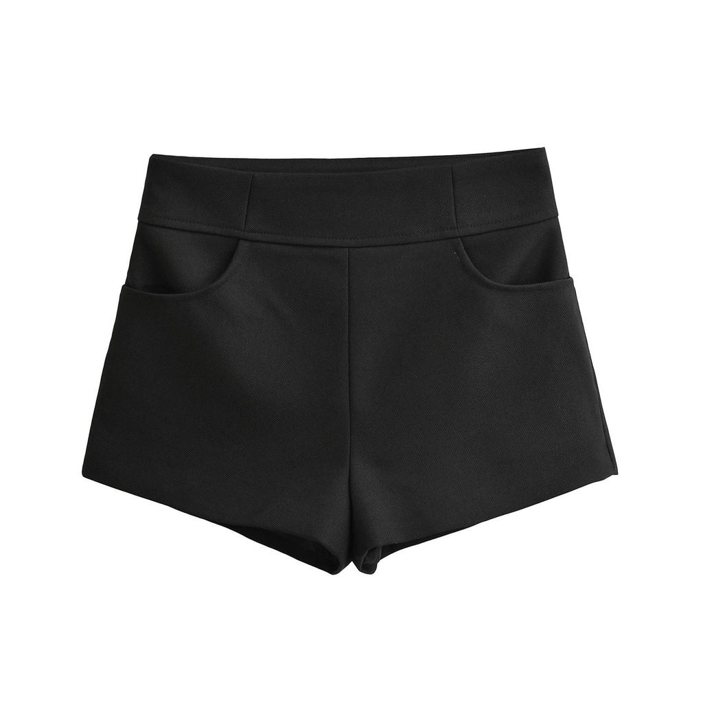 2026 Women's Slim High Waist Khaki Suit Shorts - Elegant, Straight Leg Casual Hot Pants