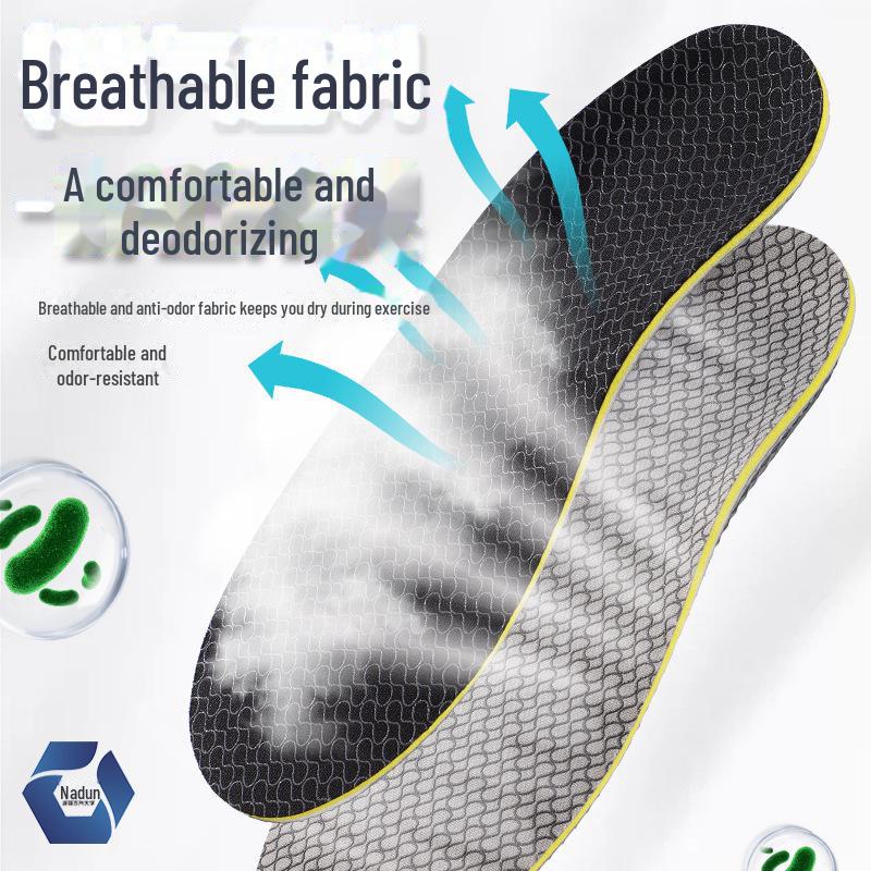 High-Elastic Shock-Absorbing Arch Support Insole: Antibacterial, Deodorizing, Breathable for Active and Leisure Use.