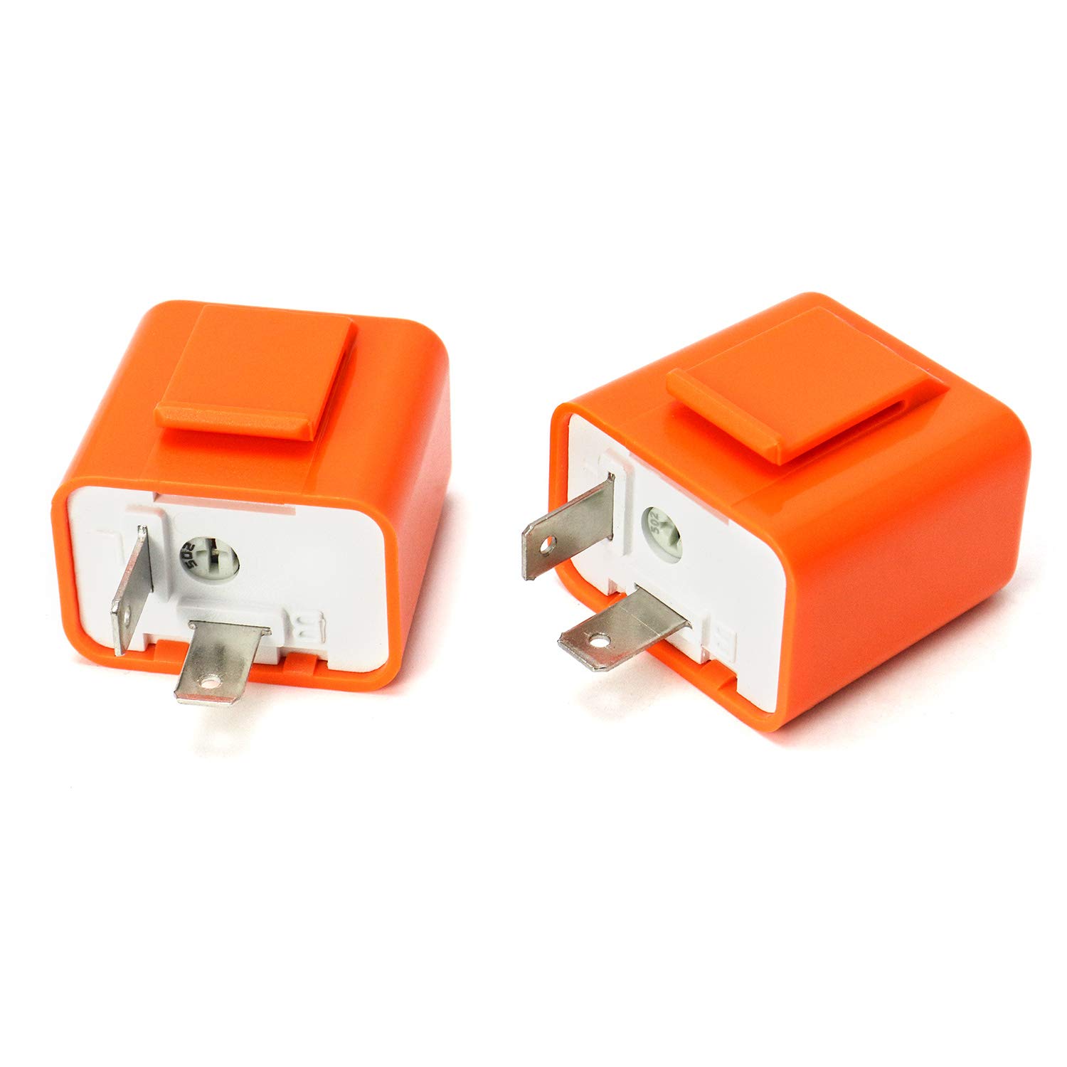 QWORK 2Pcs 2-Pin Electronic Turn Signal Flasher Relay Fix Motorcycle Turn Signal Hyper Flash, Adjustable Motorcycle LED Turn Signal Hyper Indicator