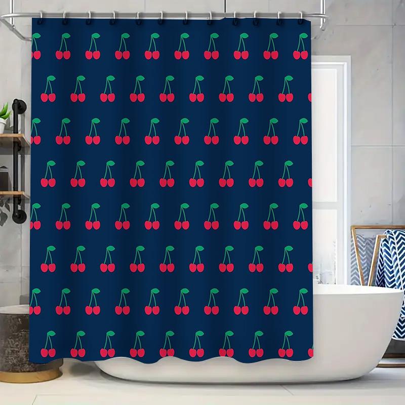 

Cherry Pattern Shower Curtain Red Fruit Decor Waterproof Bathroom Curtains Farmhouse Style Vintage Floral Rustic Home Decor Mode W60H190(CM)-1 Pcs