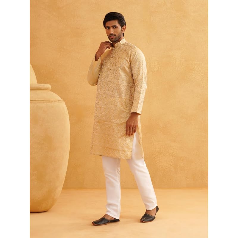 SOJANYA (Since Men' Silk Blend Paisley Design Only Long Kurta