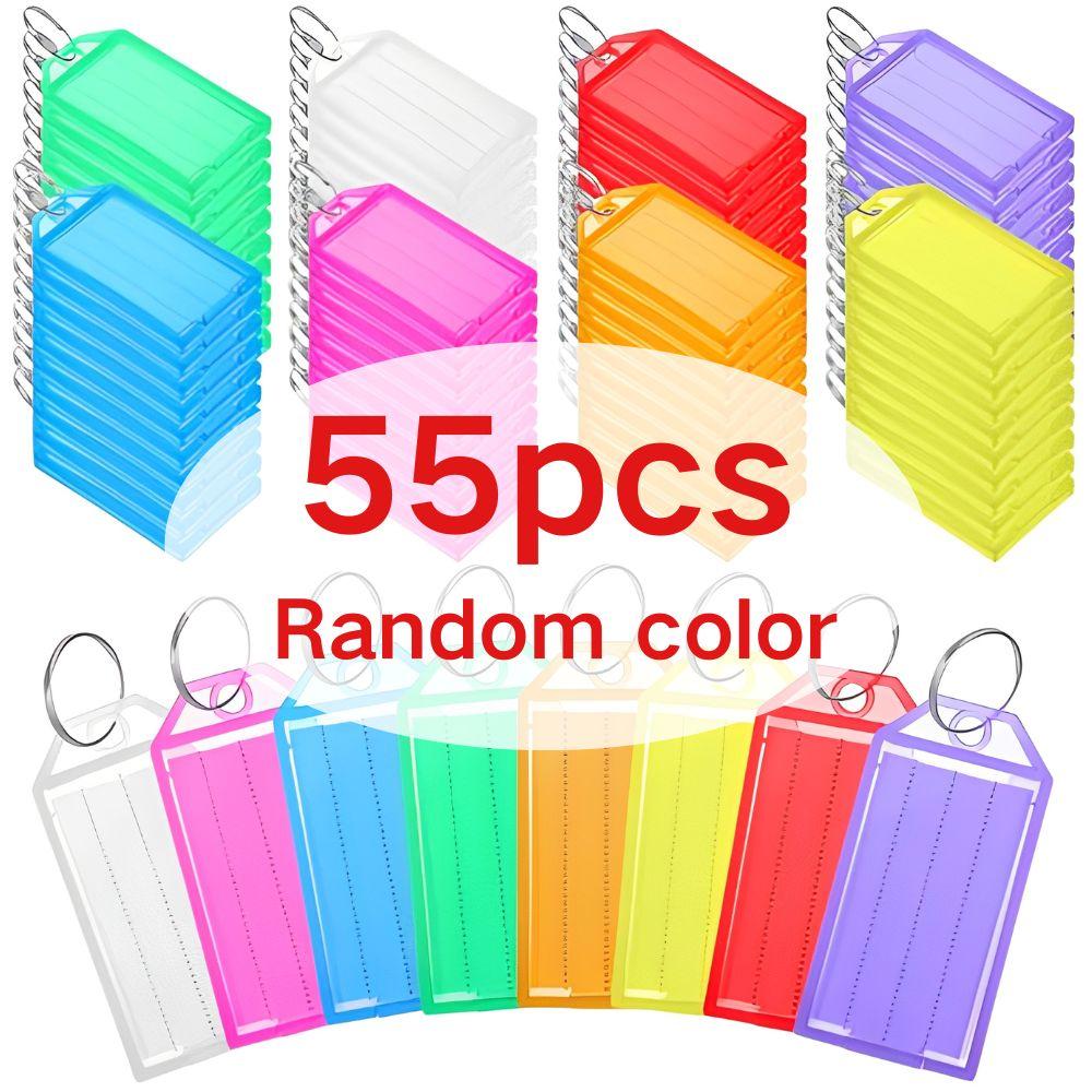 

55/72pcs Colorful Plastic Tagged Keychain Writable Blank Label Paper Key Distinguishing Anti-lost Luggage Pet Collar Markers YMY