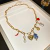2025 French Vintage Metal Charms Necklace for Women Chili Love Conch Pearl Pendent Elegent Necklace Drip Glaze Luxury Jewelry