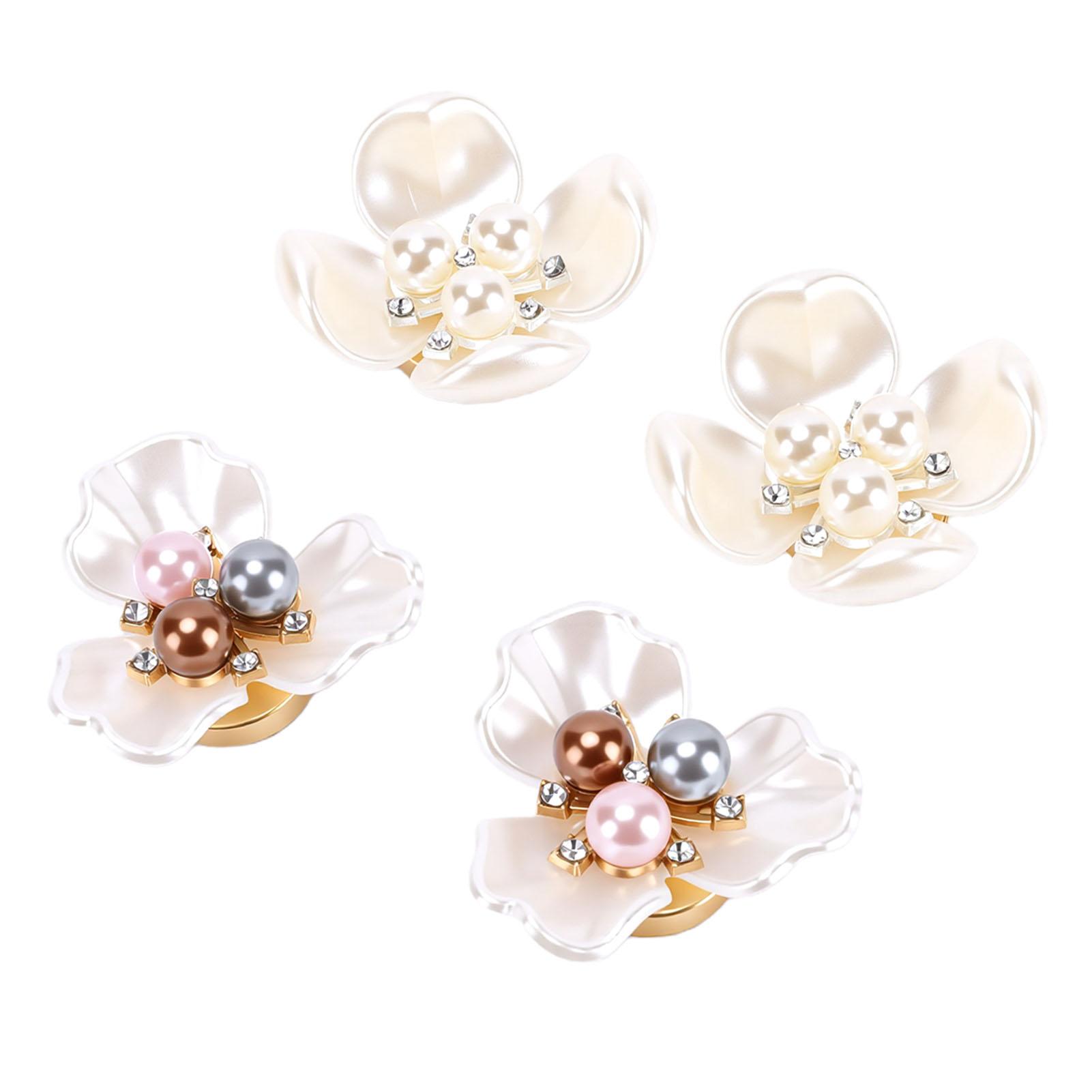 

4PCS Button Covers Pearl Flower Petal Cufflinks for Shirt Cuff Men Women Clothing Sewing Crafts